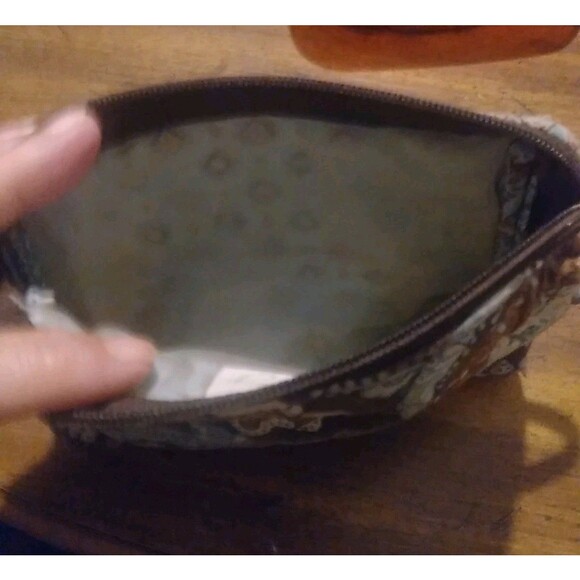 Vera Bradley Java Blue 7"x4"x2" Quilted Cosmetics Bag With Zipper Lined Retired - Picture 4 of 5